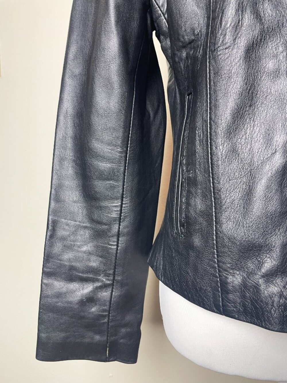 Mitici Anni 60 Vintage Black Genuine Italian Full Zipper Leather Jacket | Size S - Picture 6 of 12